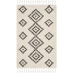 MOROCCAN FRINGE SHAG 200, CREAM / CHARCOAL, 3' X 5', Area Rug, MFG246B-3