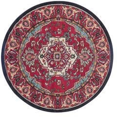 MONACO, RED / TURQUOISE, 6'-7" X 6'-7" Round, Area Rug