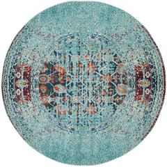 MONACO, BLUE / MULTI, 6'-7" X 6'-7" Round, Area Rug