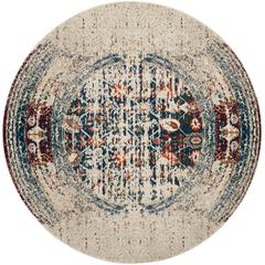 MONACO, IVORY / BLUE, 5' X 5' Round, Area Rug