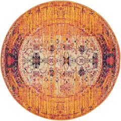 MONACO, ORANGE / MULTI, 6'-7" X 6'-7" Round, Area Rug, MNC209H-7R
