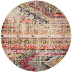 MONACO, LIGHT GREY / MULTI, 5' X 5' Round, Area Rug