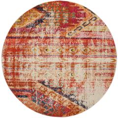 MONACO, ORANGE / MULTI, 6'-7" X 6'-7" Round, Area Rug, MNC222H-7R