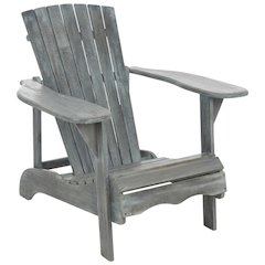 Acacia Wood Adirondack Chair With Ash Grey Finish And Galvanized Steel Hardware