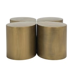 Retro Mid-Century Coffee Table, Metal Frame, Brass Accents