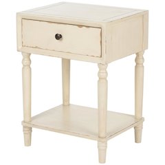 Wood nightstand with storage drawer and open shelf for bedroom decor