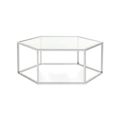 Chrome and Glass Coffee Table with Metal Frame and Modern Design