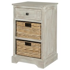 Distressed Cream, Side Table, Quality Build, Durable Wood Frame
