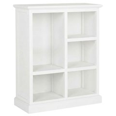 White Low Bookcase, Solid Wood Open Shelf Display Unit