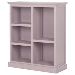 Gray Low Bookcase, Solid Wood Open Shelf Display Unit