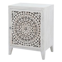 White Nightstand with 2 Shelves and MDF Wood Construction
