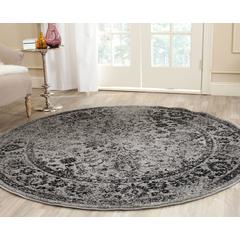 Adirondack, GREY / BLACK, 8' X 8' Round, Area Rug