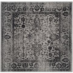 Adirondack, GREY / BLACK, 6' X 6' Square, Area Rug, ADR109B-6SQ
