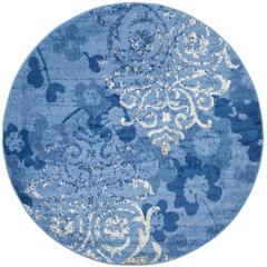 Adirondack, LIGHT BLUE / DARK BLUE, 8' X 8' Round, Area Rug, ADR114F-8R
