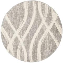 Adirondack, GREY / CREAM, 8' X 8' Round, Area Rug