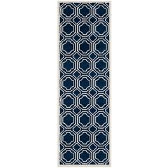 AMHERST, NAVY / IVORY, 2'-3" X 9', Area Rug, AMT411P-29