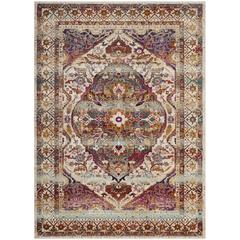BALDWIN, IVORY / FUCHSIA, 6'-7" X 9'-2", Area Rug