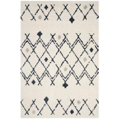 BERBER SHAG, CREAM / NAVY, 6' X 9', Area Rug