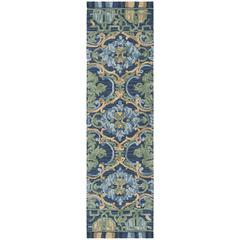 BLOSSOM, NAVY / GREEN, 2'-3" X 8', Area Rug