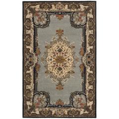 BERGAMA, BROWN / BLUE, 5' X 8', Area Rug