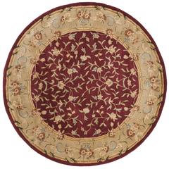BERGAMA, RED / DARK BEIG, 8' X 8' Round, Area Rug