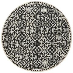CAMBRIDGE, BLACK / IVORY, 6' X 6' Round, Area Rug, CAM123E-6R