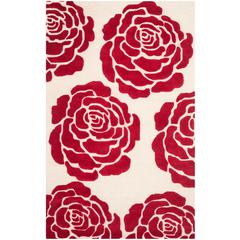 CAMBRIDGE, IVORY / RED, 6' X 9', Area Rug
