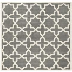 CHATHAM, DARK GREY / IVORY, 8'-9" X 8'-9" Square, Area Rug, CHT732D-9SQ