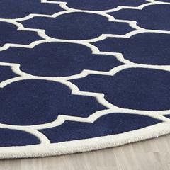 CHATHAM, DARK BLUE / IVORY, 8'-9" X 8'-9" Round, Area Rug