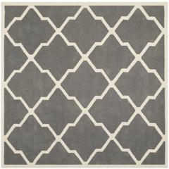CHATHAM, DARK GREY / IVORY, 8'-9" X 8'-9" Square, Area Rug, CHT735D-9SQ