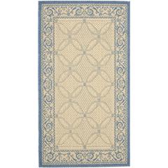 COURTYARD, NATURAL / BLUE, 7'-10" X 7'-10" Square, Area Rug, CY1502-3101-8SQ