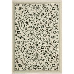 COURTYARD, SAND / BLACK, 7'-10" X 7'-10" Round, Area Rug, CY2098-3901-8R