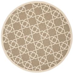 COURTYARD, BROWN / BEIGE, 7'-10" X 7'-10" Round, Area Rug