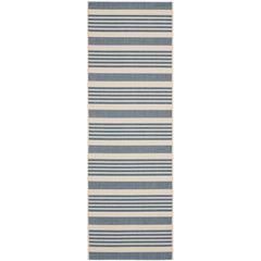 COURTYARD, BEIGE / BLUE, 2'-3" X 14', Area Rug