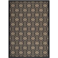 COURTYARD, BROWN / BLACK, 6'-7" X 9'-6", Area Rug