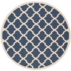 COURTYARD, NAVY / BEIGE, 6'-7" X 6'-7" Round, Area Rug, CY6903-268-7R