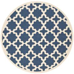 COURTYARD, NAVY / BEIGE, 6'-7" X 6'-7" Round, Area Rug, CY6913-268-7R