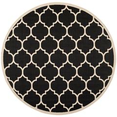COURTYARD, BLACK / BEIGE, 7'-10" X 7'-10" Round, Area Rug, CY6914-266-8R