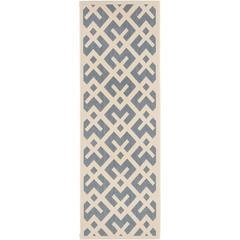 COURTYARD, BLUE / BONE, 2'-3" X 14', Area Rug