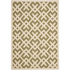 COURTYARD, GREEN / BONE, 6'-7" X 9'-6", Area Rug