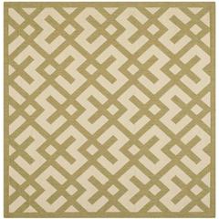 COURTYARD, BEIGE / GREEN, 6'-7" X 6'-7" Square, Area Rug