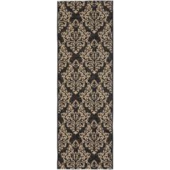 COURTYARD, BLACK / CREME, 2'-3" X 8', Area Rug