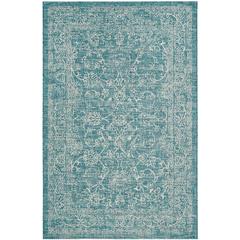 COURTYARD, TURQUOISE, 5'-3" X 5'-3" Square, Area Rug