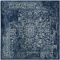 EVOKE, NAVY / IVORY, 6'-7" X 6'-7" Square, Area Rug, EVK256A-7SQ