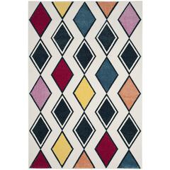 HOLLYWOOD, IVORY / PEACOCK BLUE, 6'-7" X 9', Area Rug, HLW704B-6