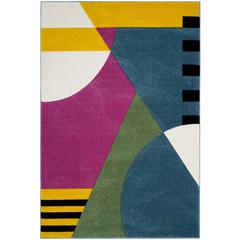 HOLLYWOOD, PEACOCK BLUE / FUCHSIA, 6'-7" X 9', Area Rug