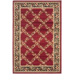 LYNDHURST, RED / BLACK, 6'-7" X 9'-6", Area Rug