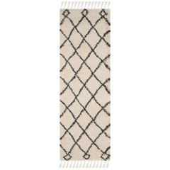 MOROCCAN FRINGE SHAG 200, CREAM / CHARCOAL, 2'-3" X 9', Area Rug, MFG241B-29
