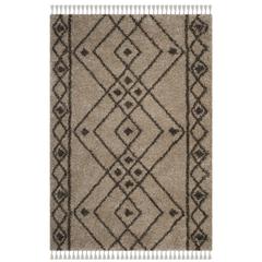 MOROCCAN FRINGE SHAG 200, MUSHROOM / GREY, 6'-7" X 6'-7" Square, Area Rug