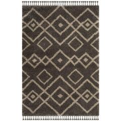 MOROCCAN FRINGE SHAG 200, GREY/CREAM, 6'-7" Round, Area Rug, MFG249A-7R